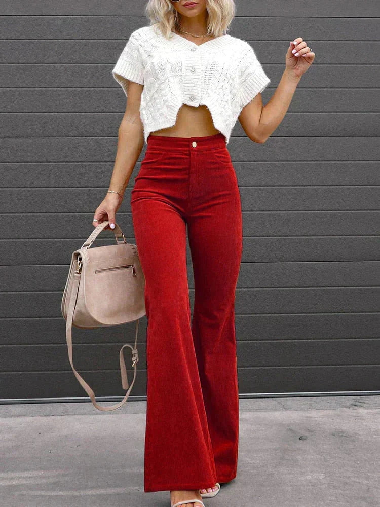 Valeria® | Flared corduroy trousers for women