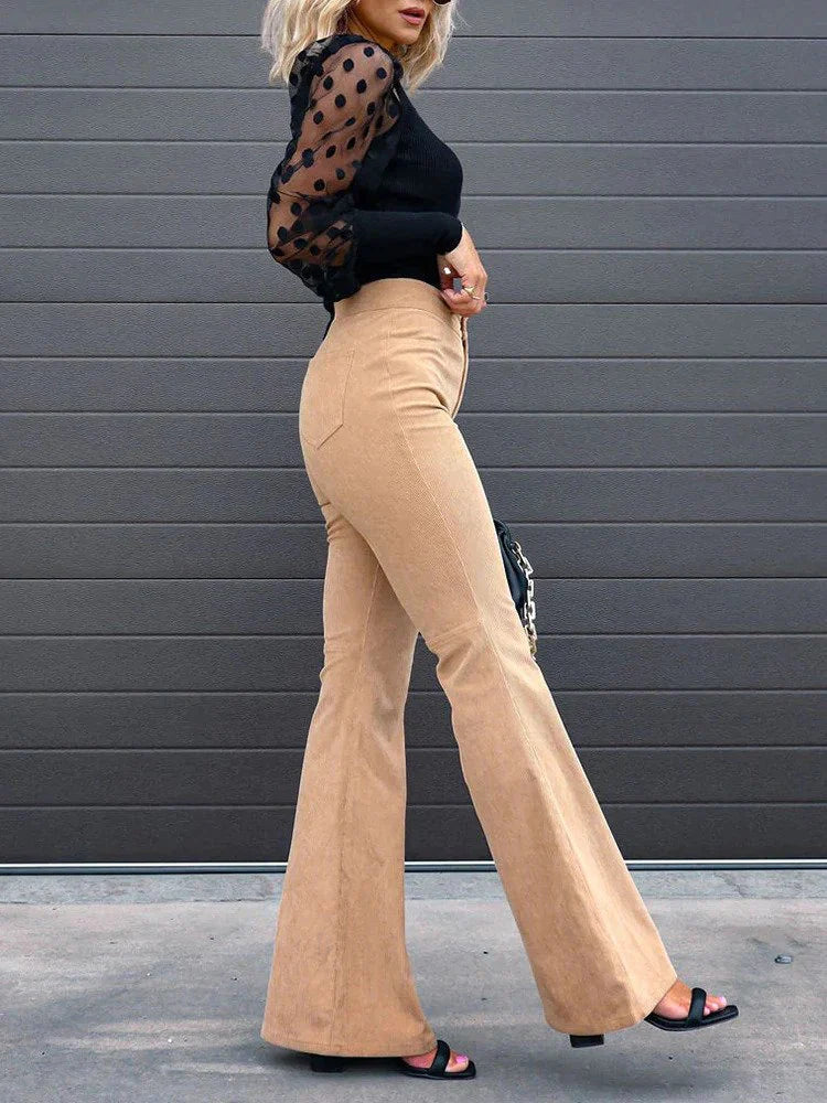 Valeria® | Flared corduroy trousers for women