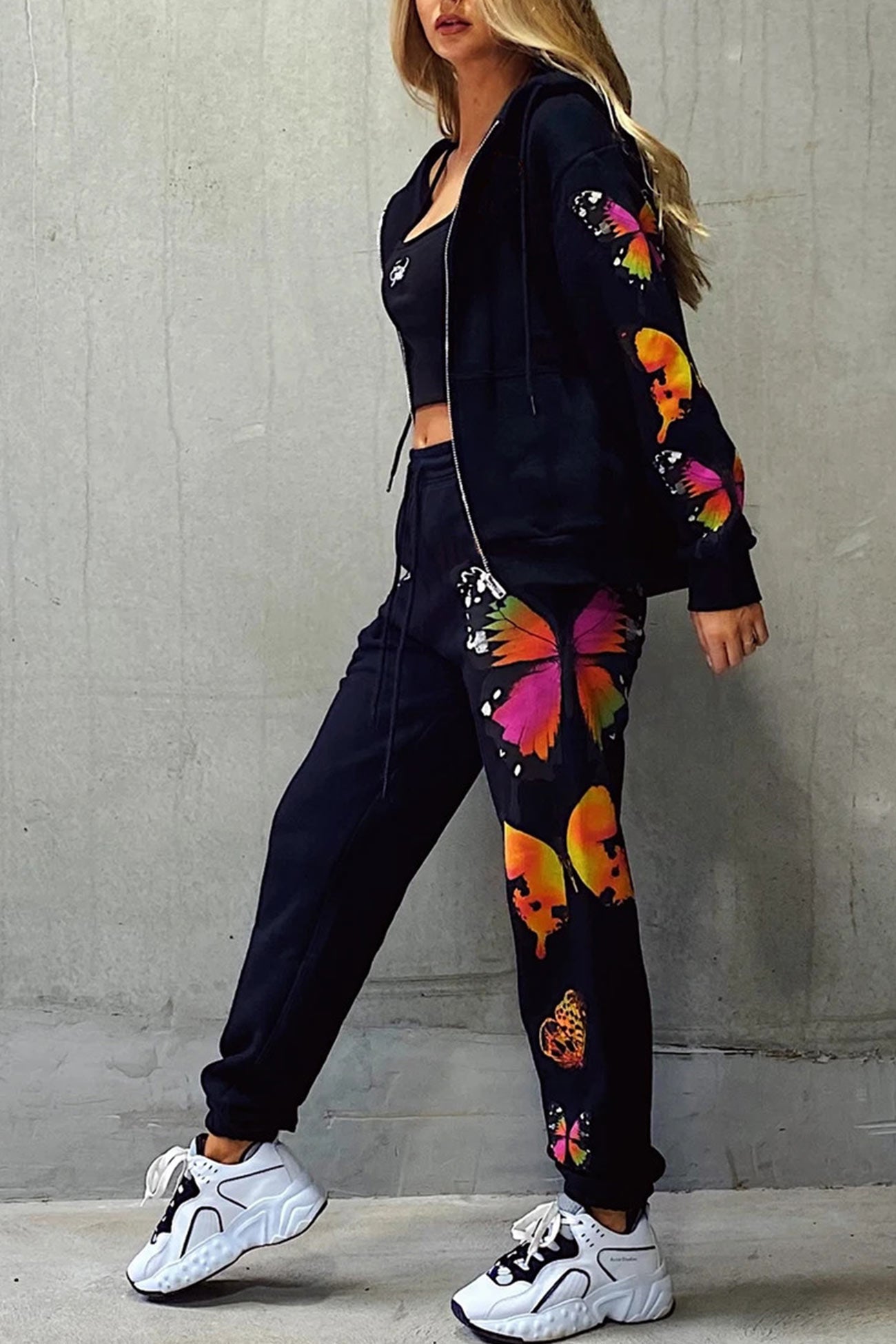 Charlotte | Butterfly print zip hoodie set