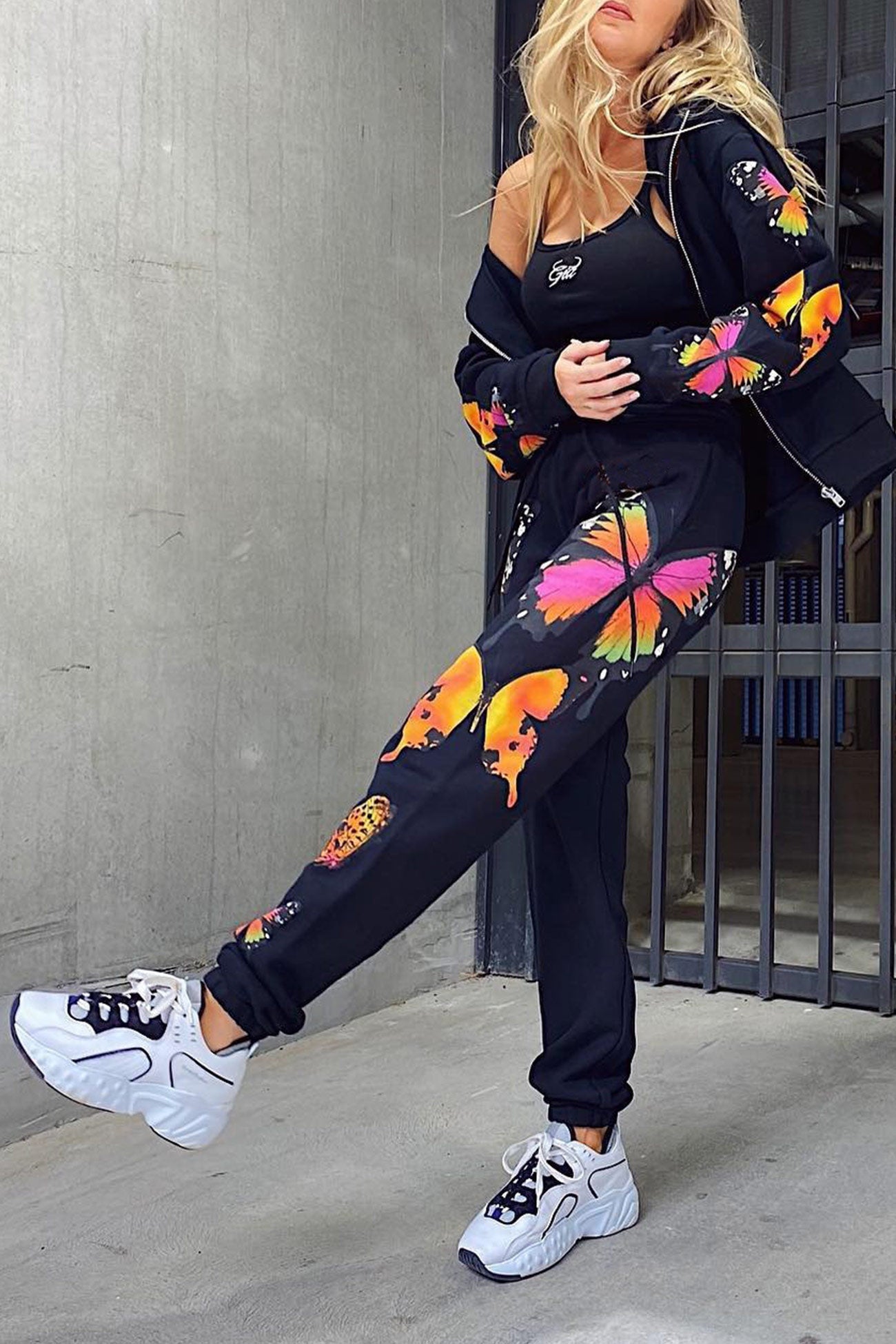 Charlotte | Butterfly print zip hoodie set