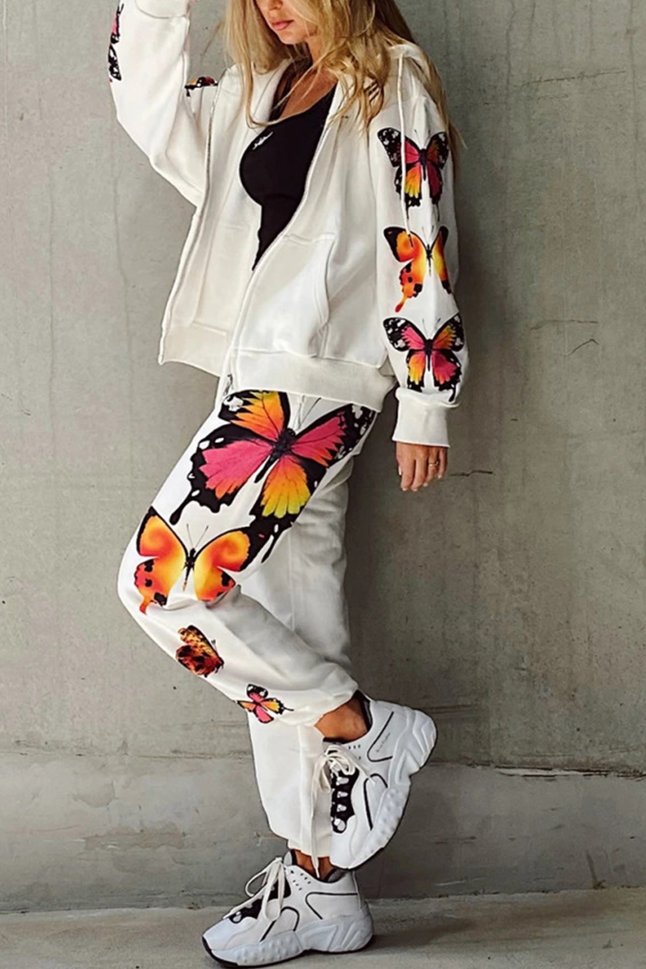 Charlotte | Butterfly print zip hoodie set
