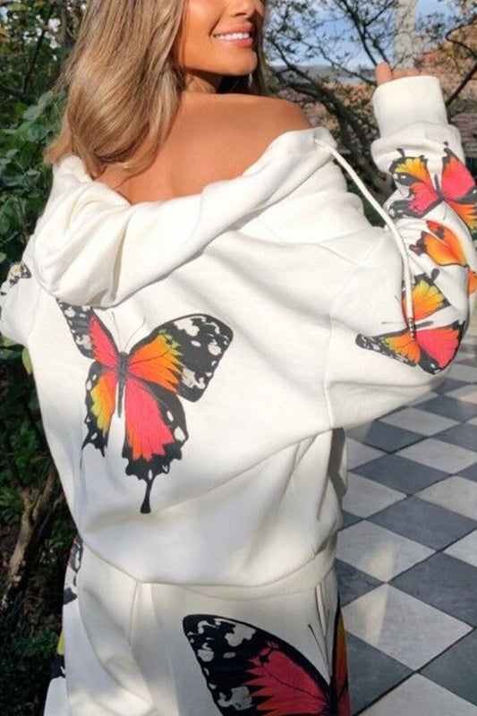 Charlotte | Butterfly print zip hoodie set