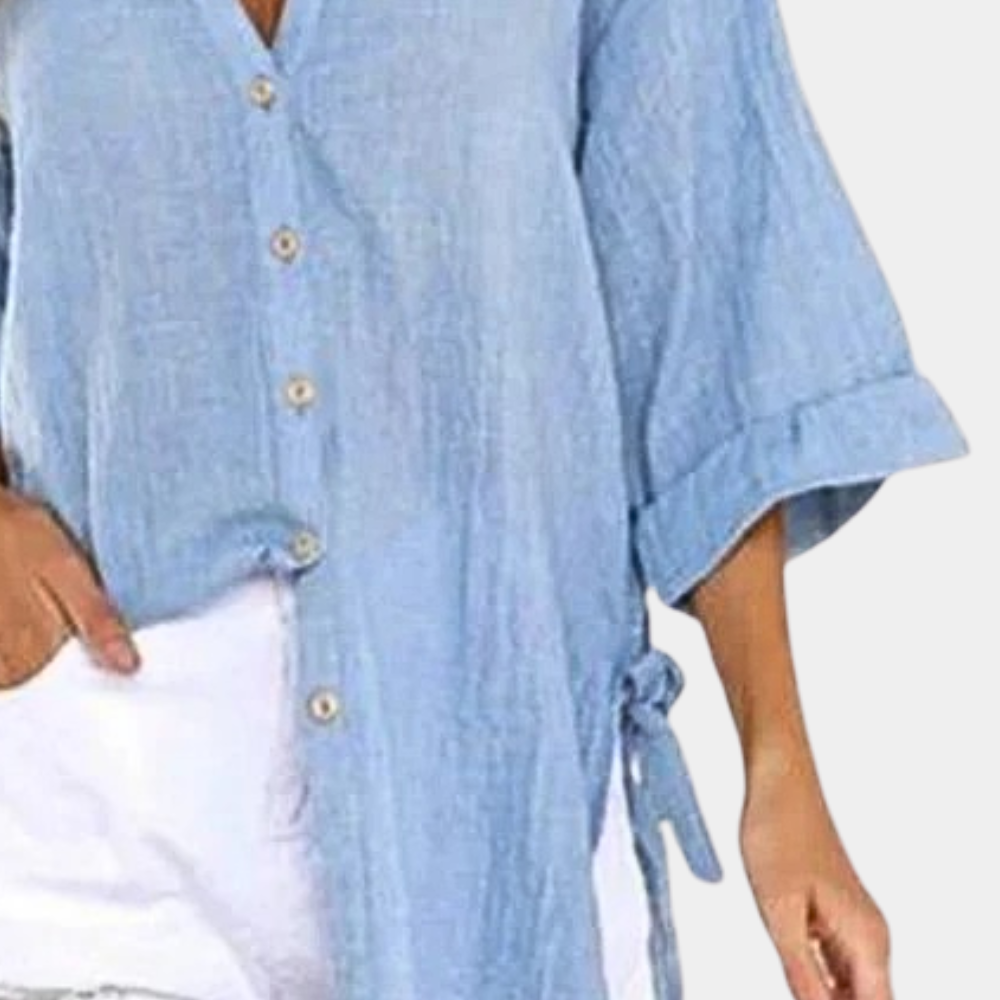 Miriam® | Blouse bleu clair femme tissu doux coupe comfortable été