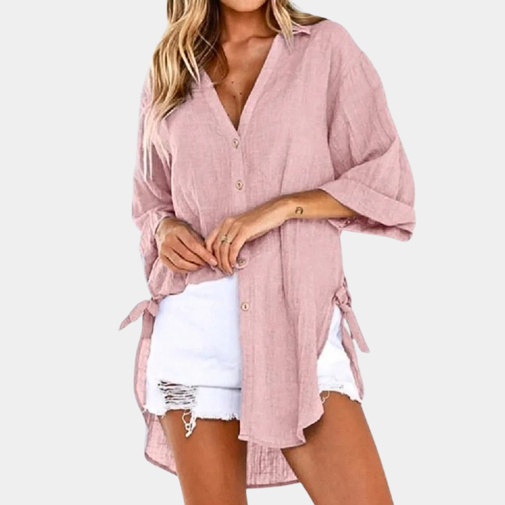Miriam® | Blouse bleu clair femme tissu doux coupe comfortable été