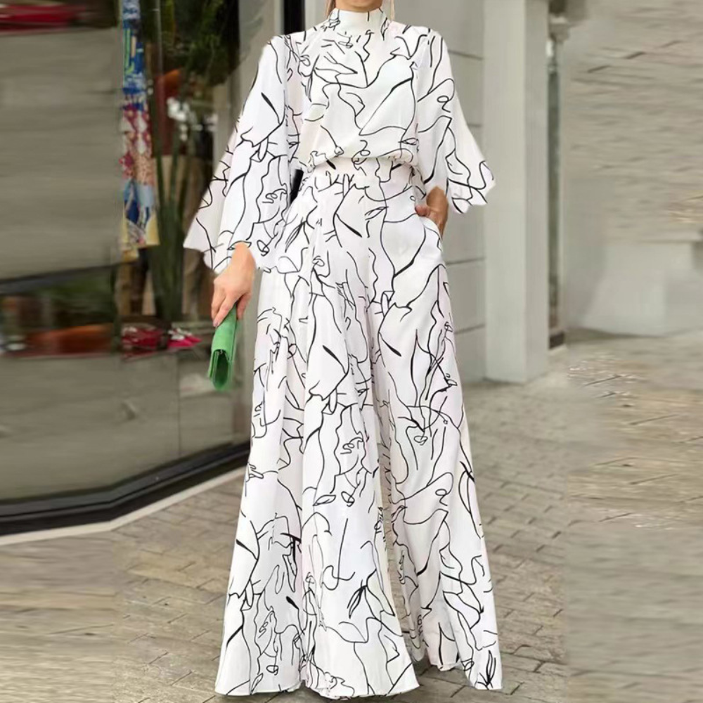 Anna® | Elegant Long-Sleeved Jumpsuit With Abstract Print