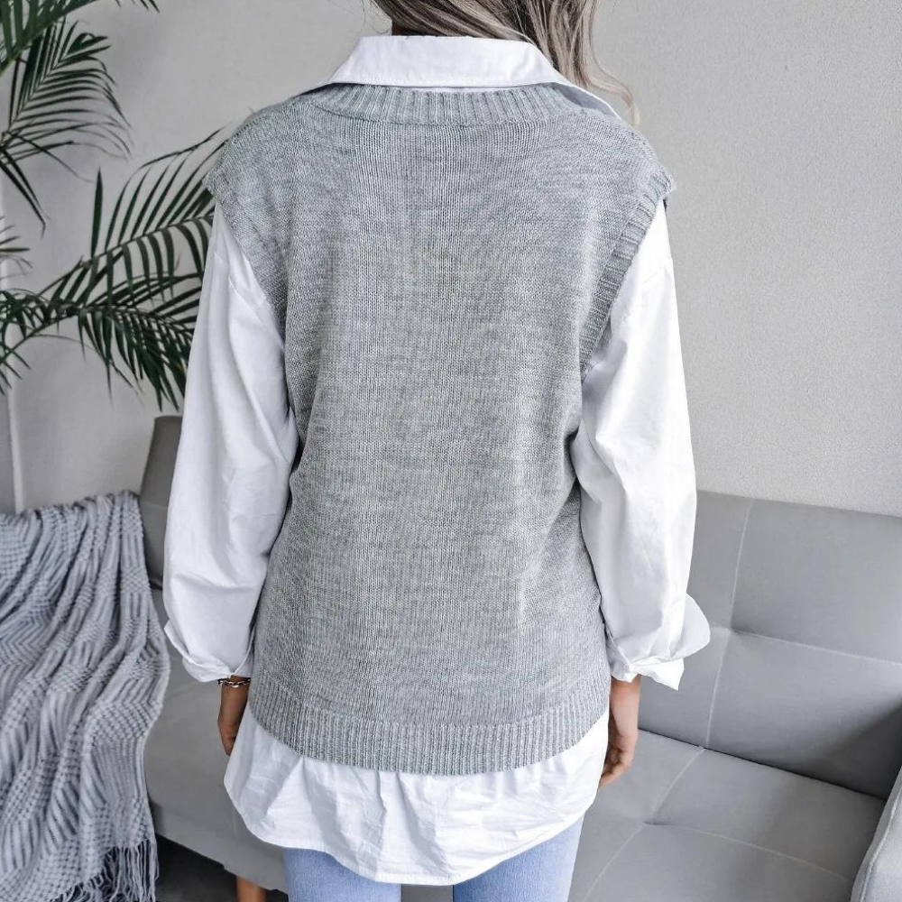Sue | Women's V-Neck Sleeveless Sweater Vest