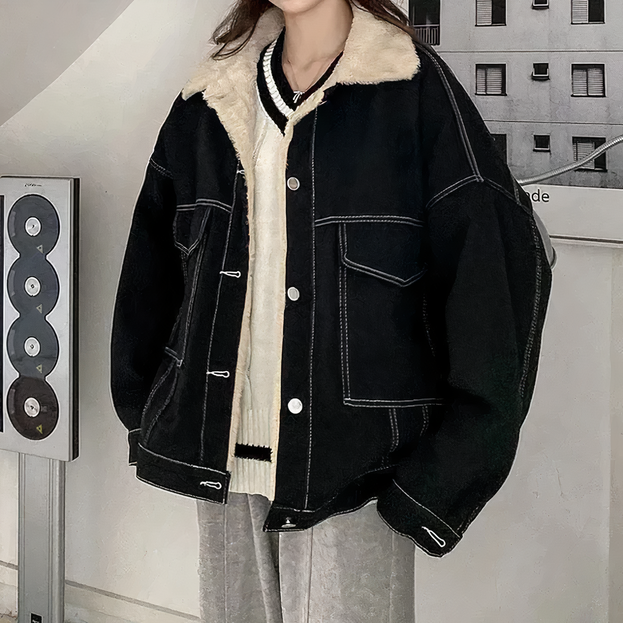 Fiona® | Winter fleece denim jacket