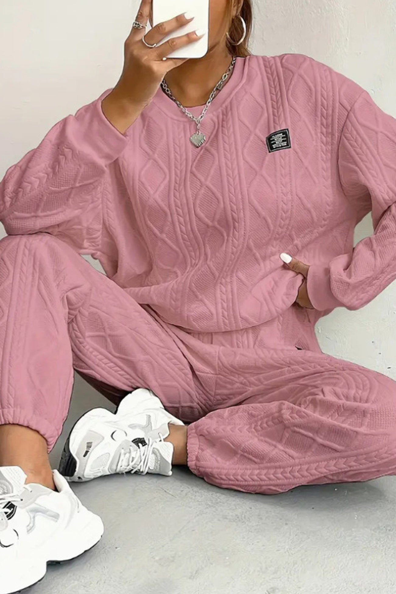 Clara | Cable knit crew neck sweatshirt set
