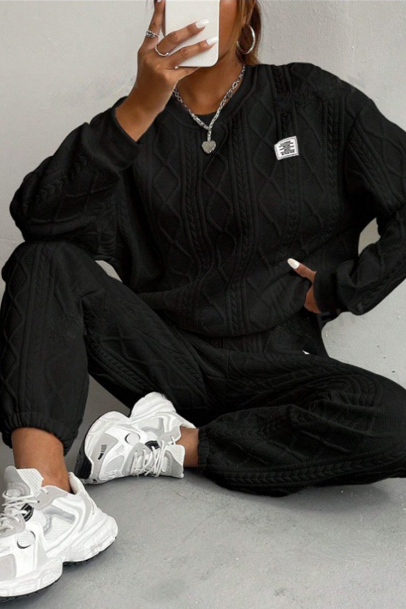 Clara | Cable knit crew neck sweatshirt set