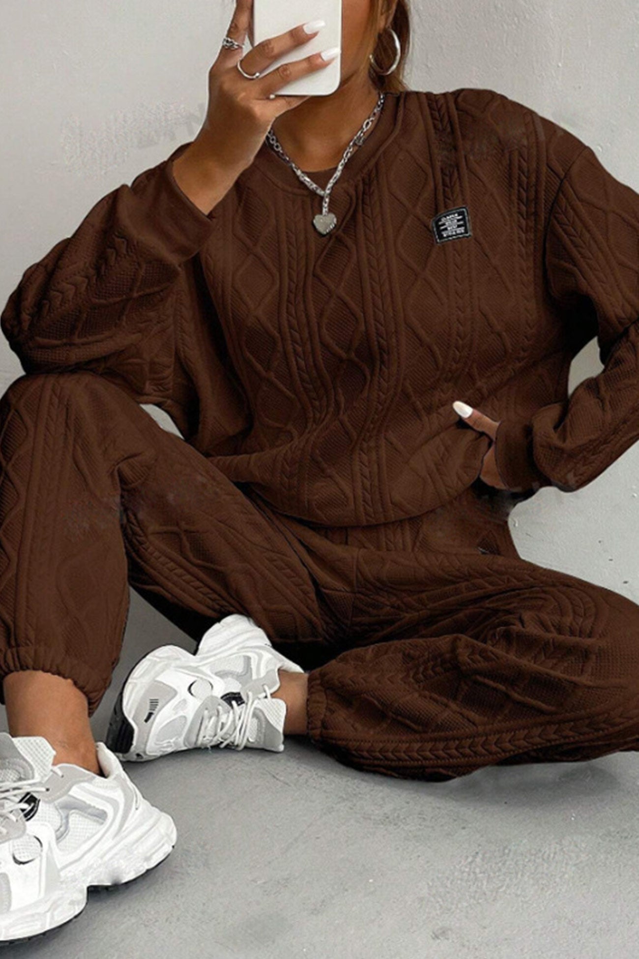 Clara | Cable knit crew neck sweatshirt set