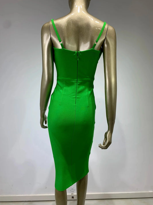 Summer Sexy Sleeveless Backless Green Midi Bodycon Bandage Elegant Party Dress