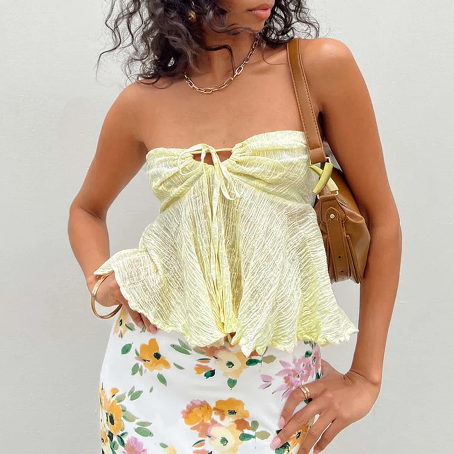 Ruffled Off-Shoulder Crop Top
