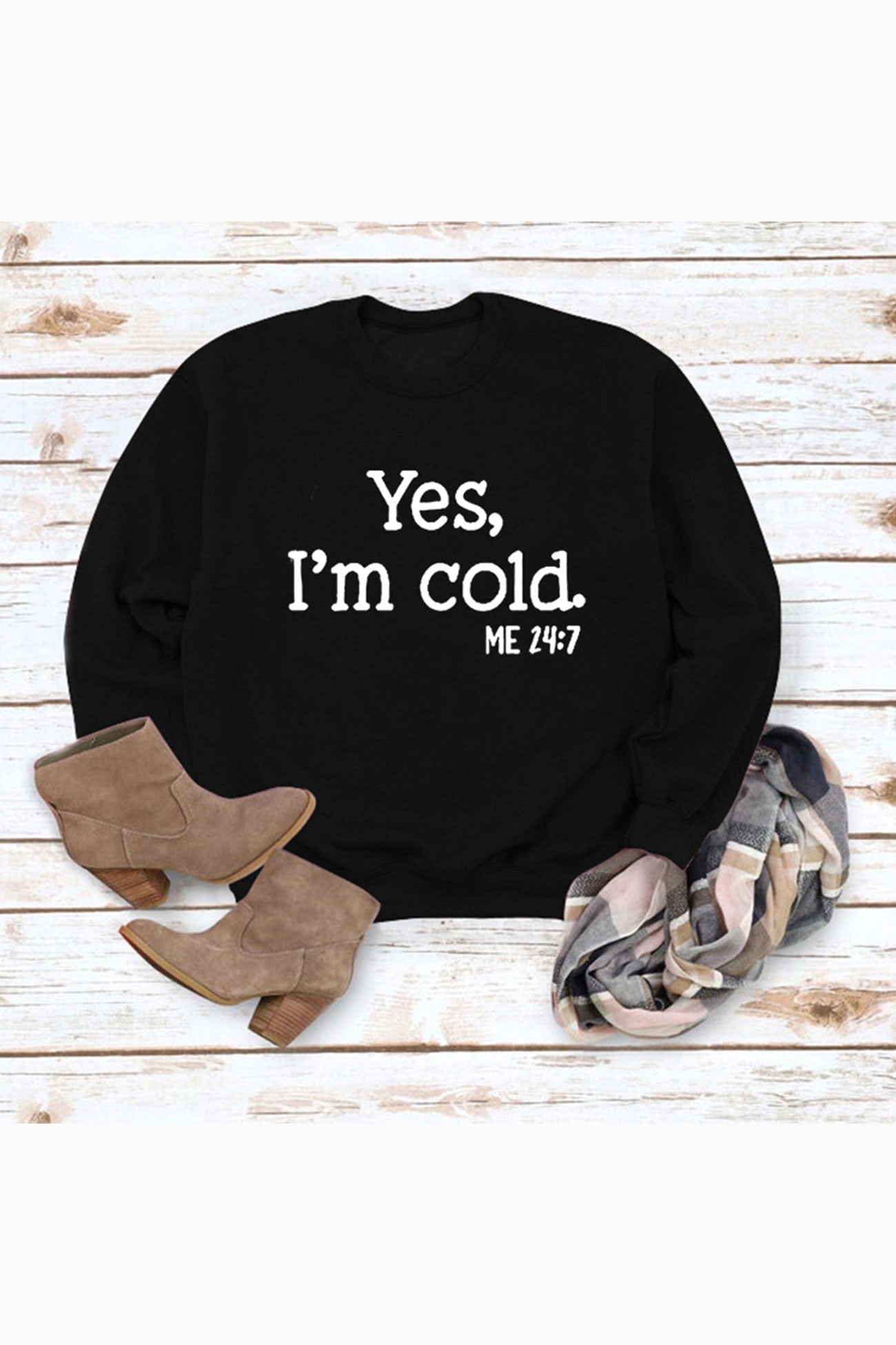 Angela | Sweatshirt with “I'm Cold” letter print
