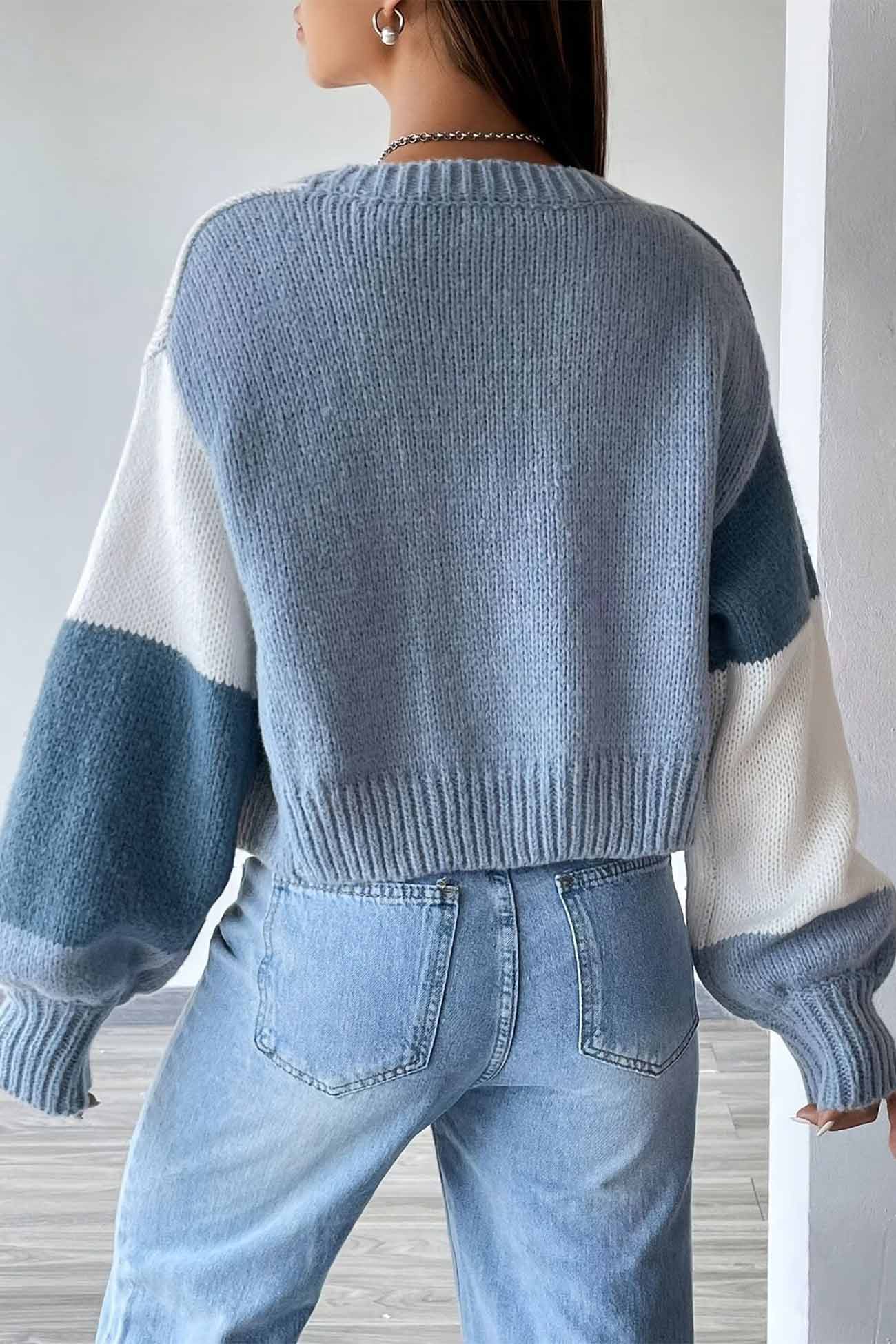 Adina | Color block cardigan with long sleeves and an open front