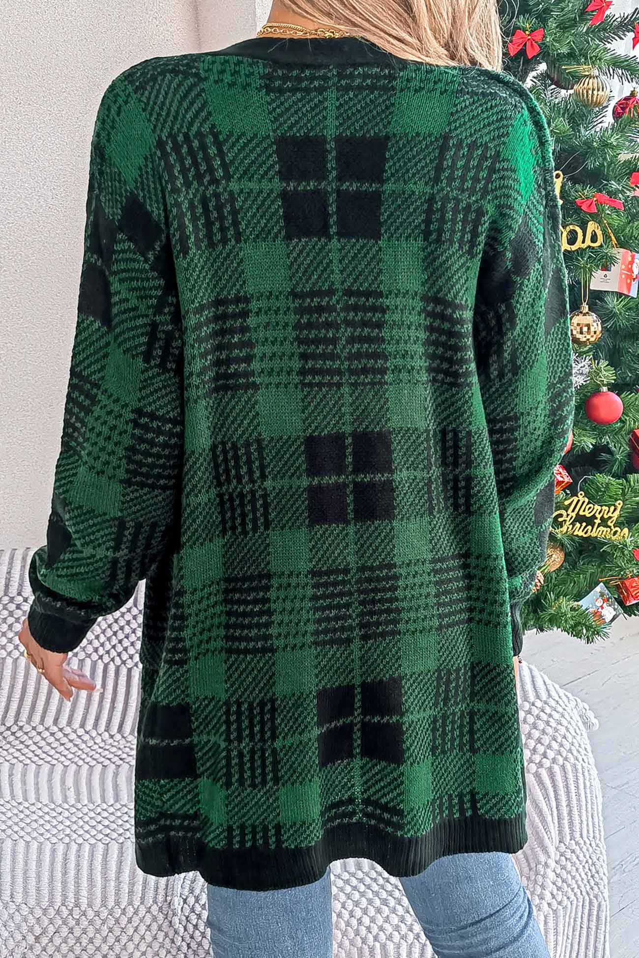 Lilli | Contrast checked cardigan with open front