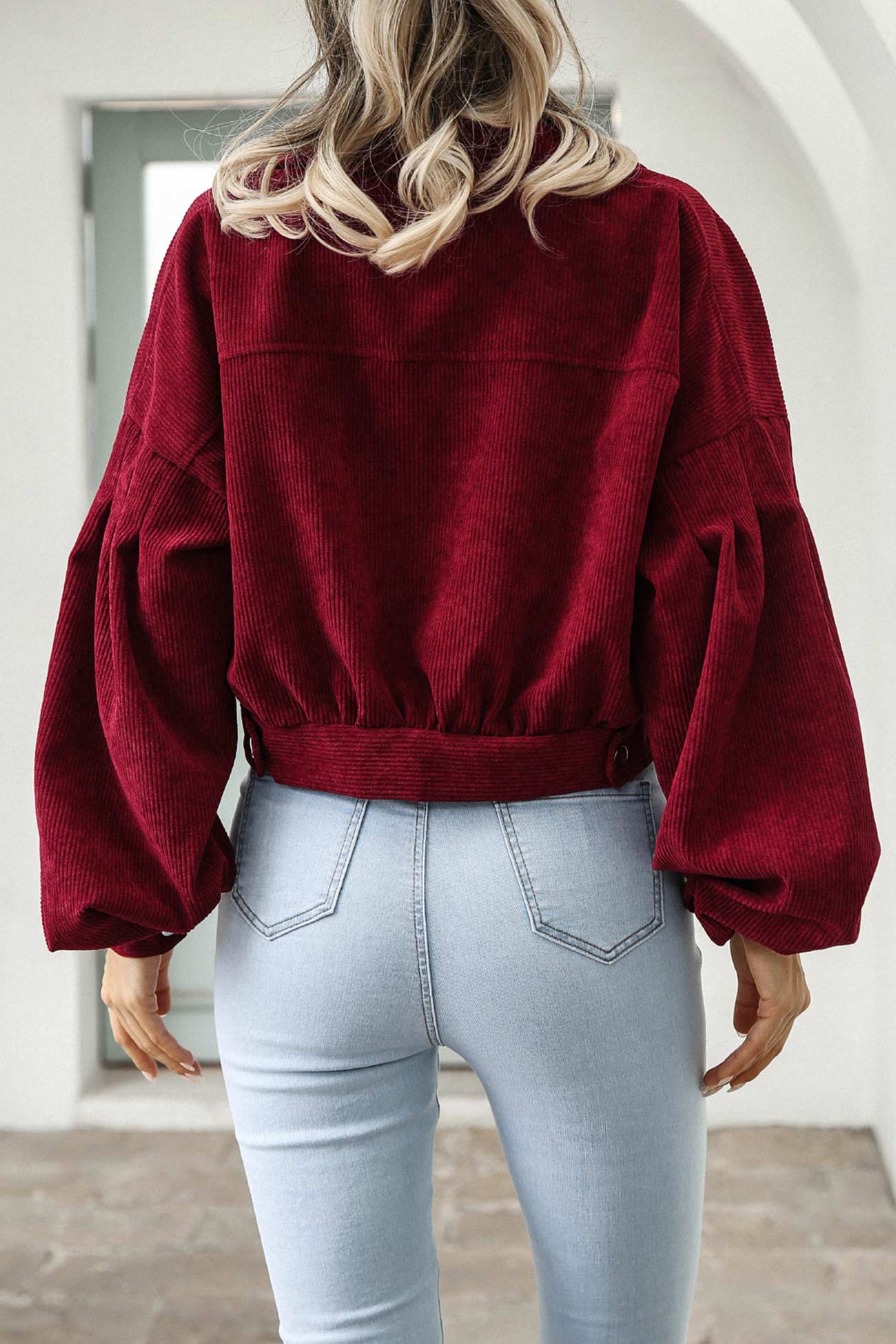 Mia | Single-breasted, short corduroy jacket