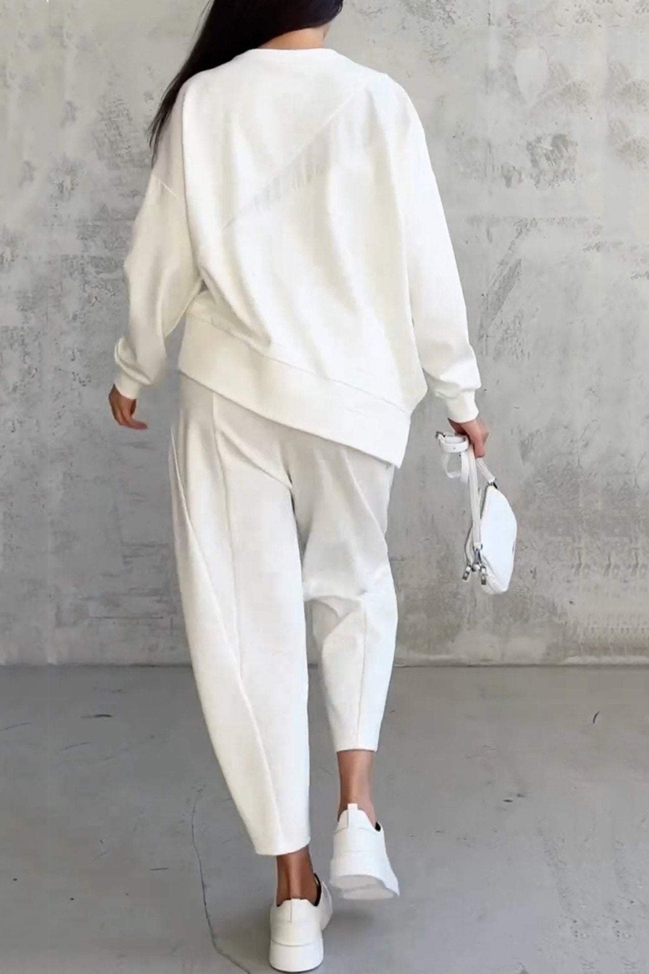 Miriam | Crew neck sweatshirt suits with irregular hem