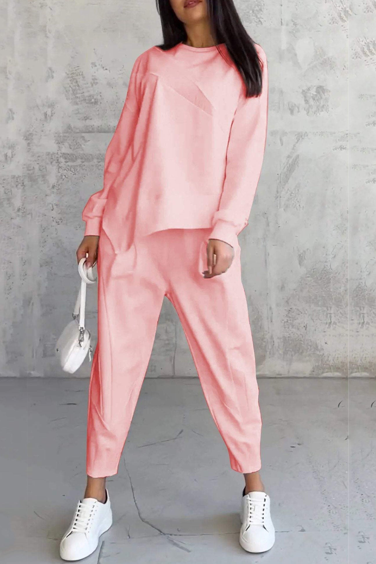 Miriam | Crew neck sweatshirt suits with irregular hem