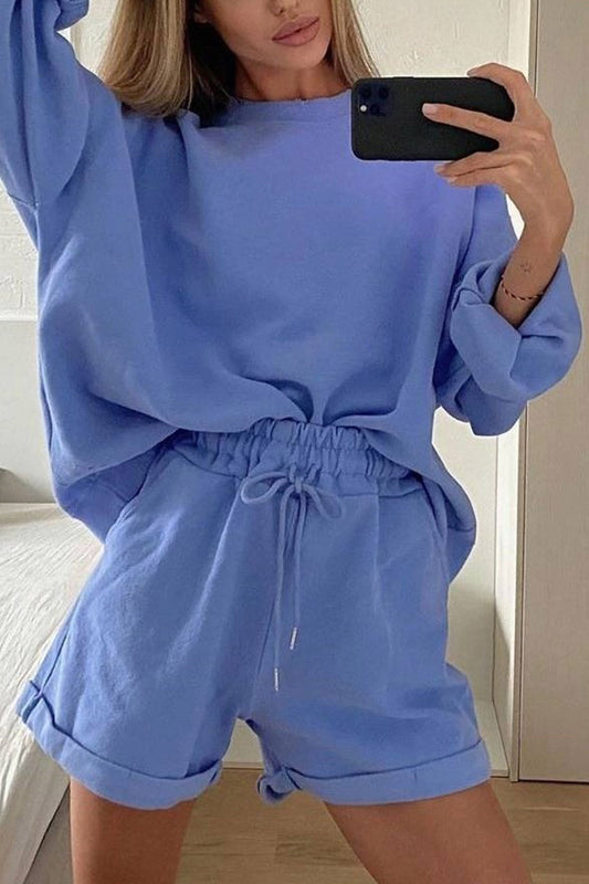 Gerda | Crew neck sweatshirt shorts set