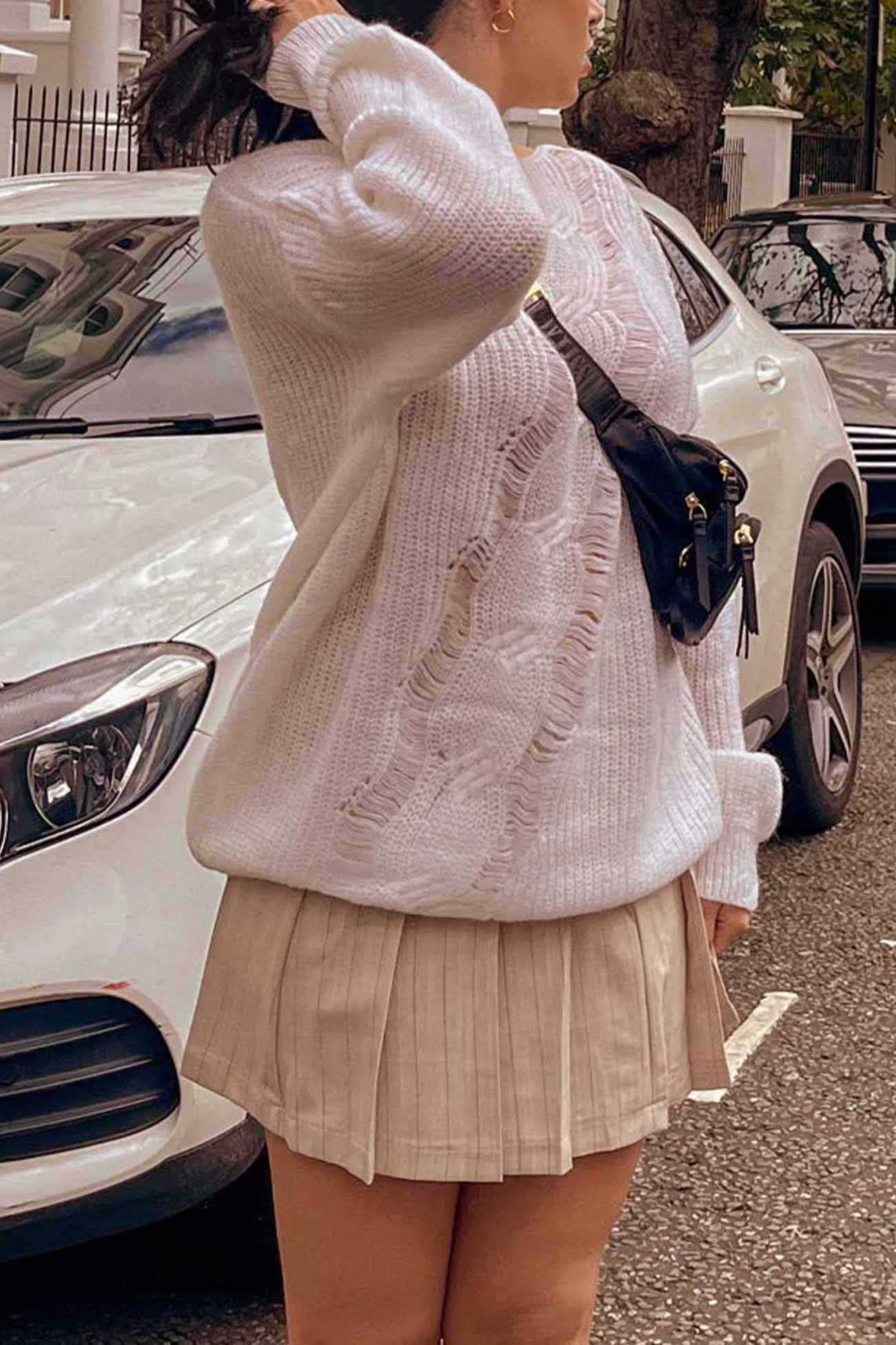 Linda | Hollow knit crew neck sweater