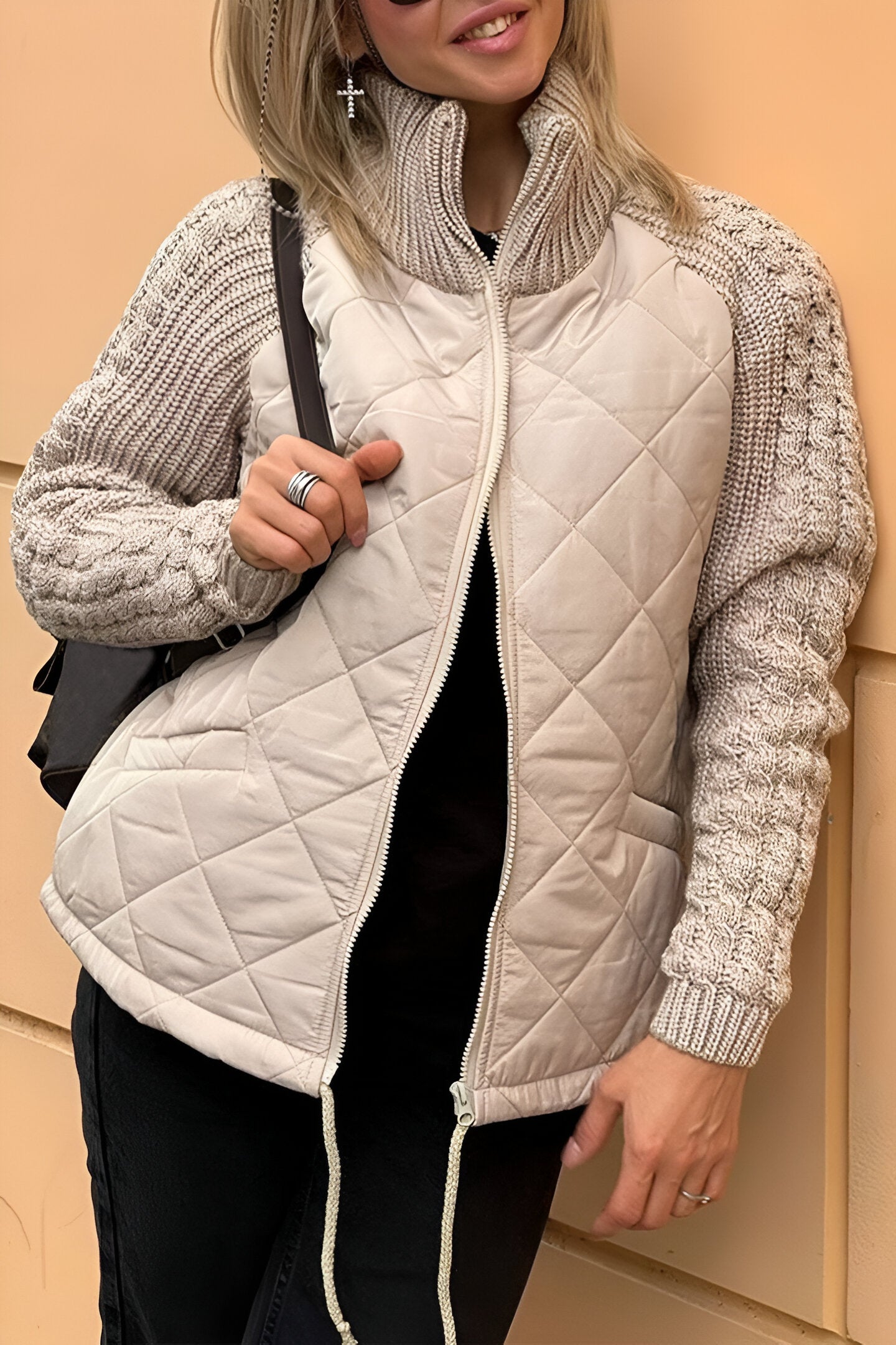 Guadalupe | Knitted patchwork zip jacket