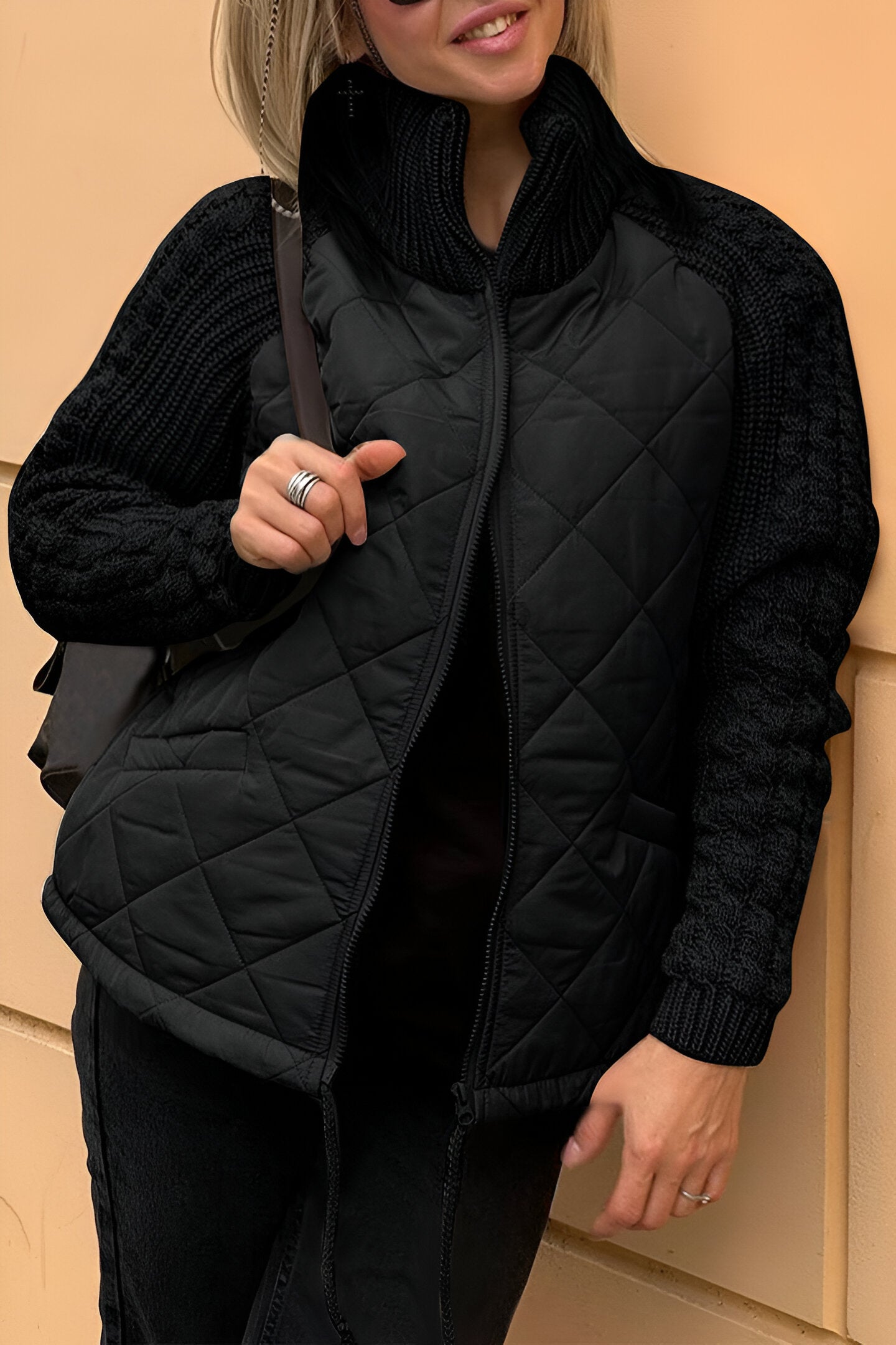 Guadalupe | Knitted patchwork zip jacket