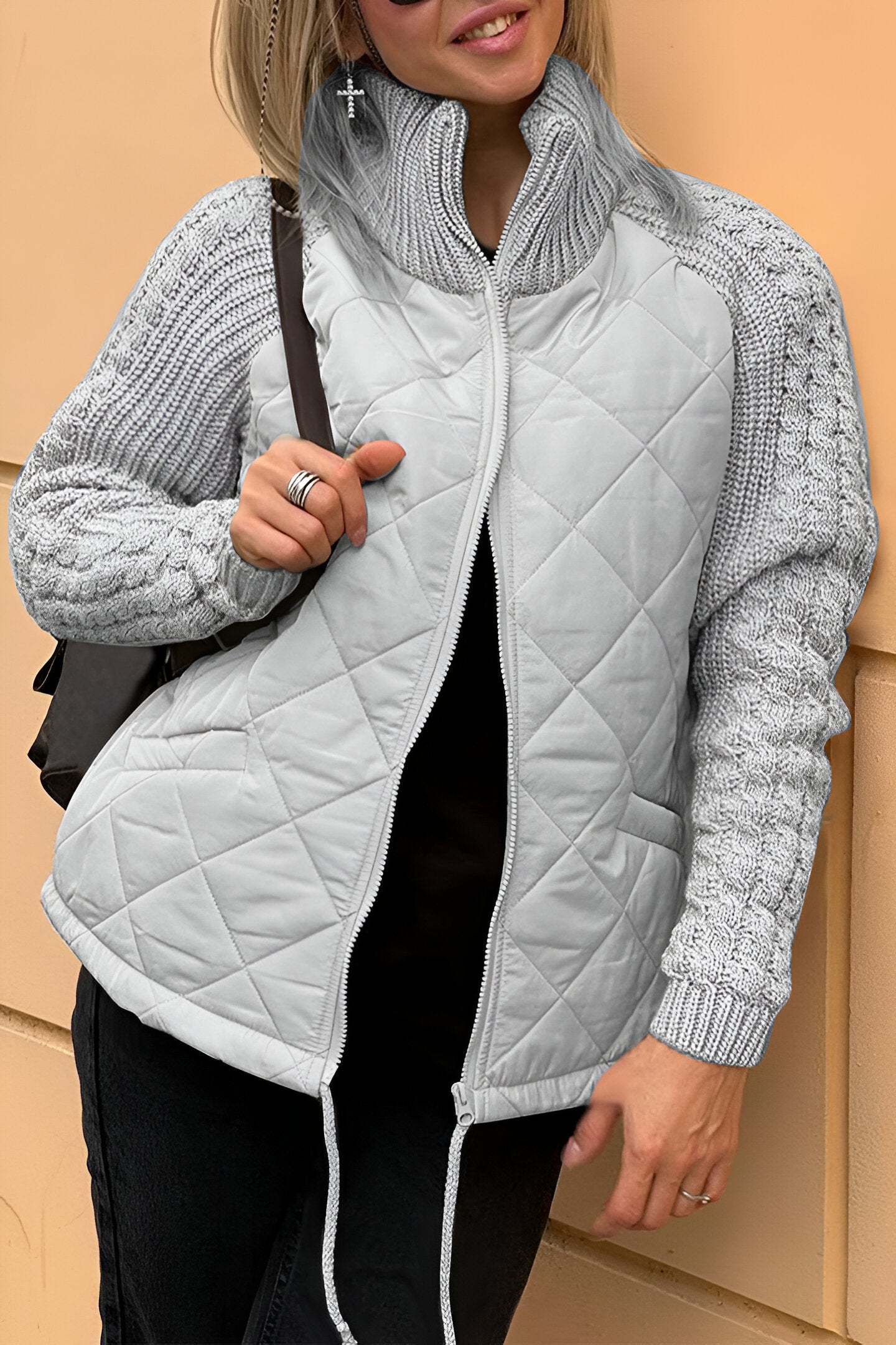 Guadalupe | Knitted patchwork zip jacket