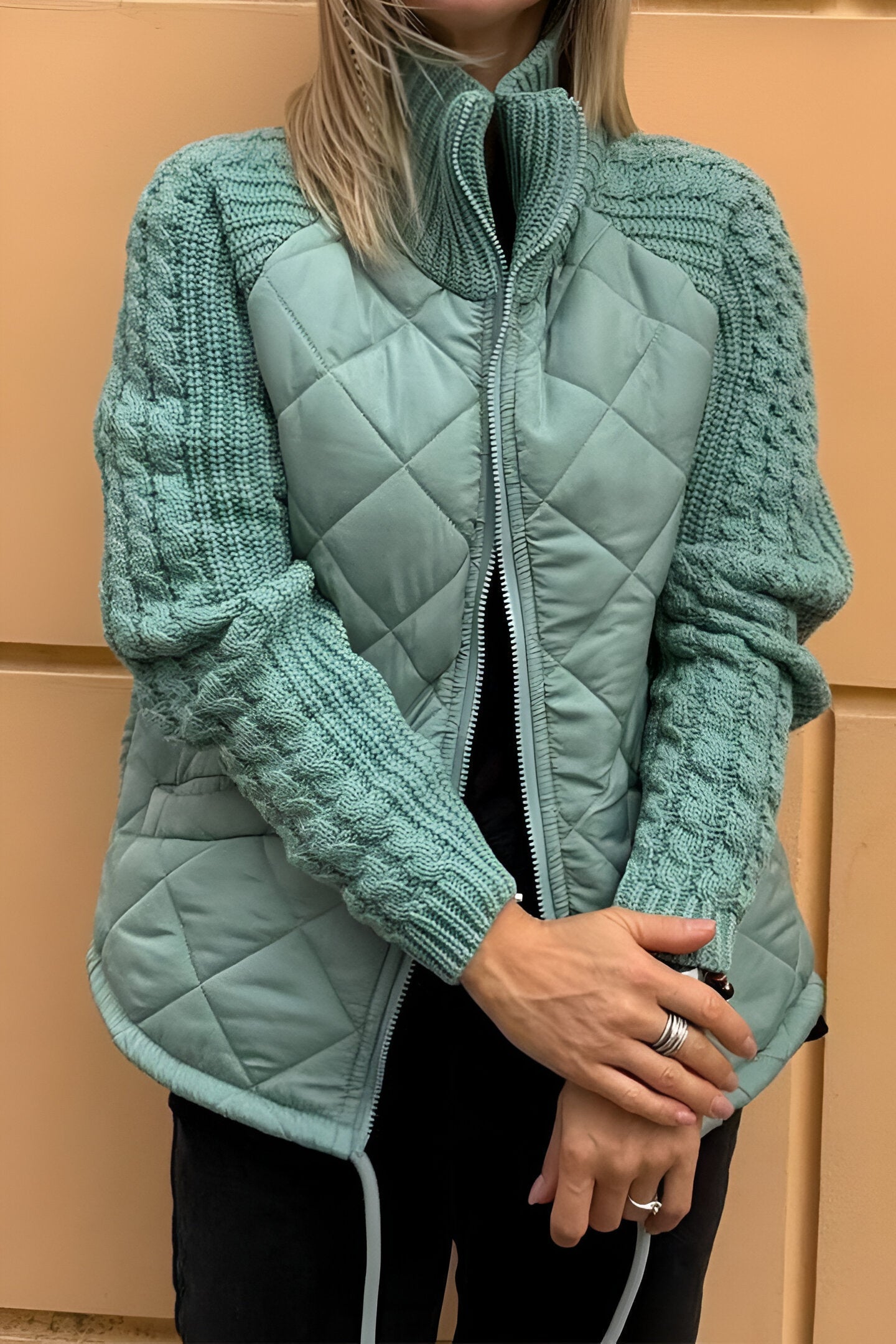Guadalupe | Knitted patchwork zip jacket