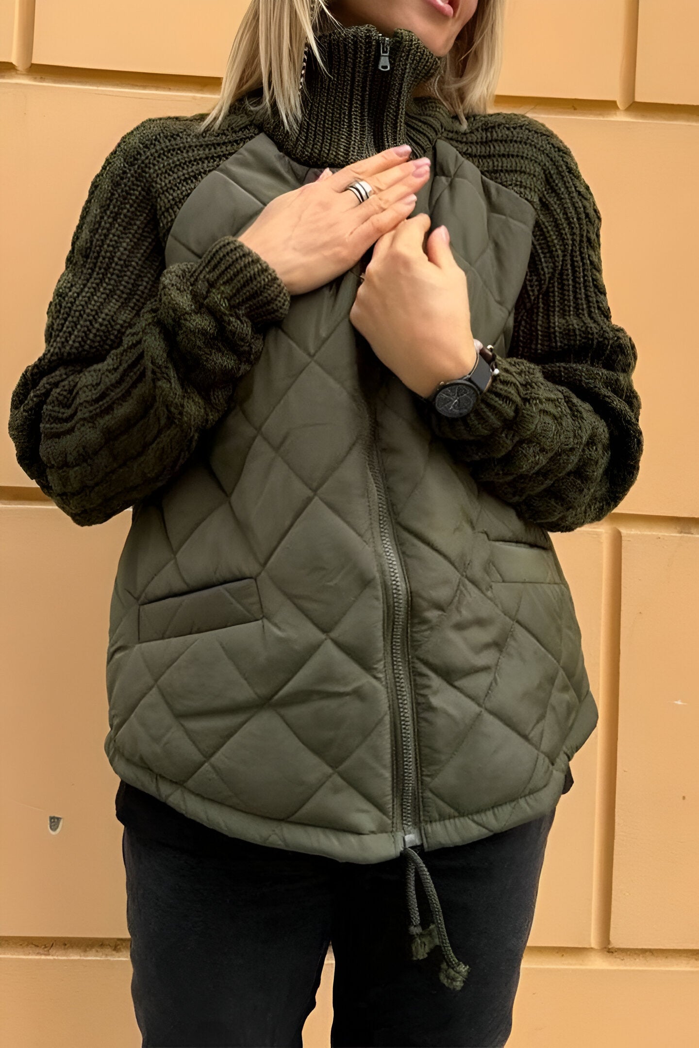 Miriam | Knitted patchwork zip jacket