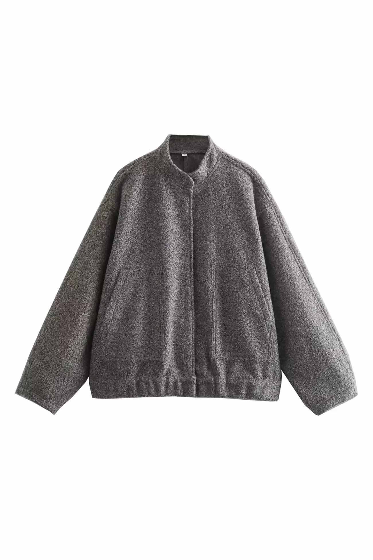 Annika | Solid jacket with stand-up collar and button pocket
