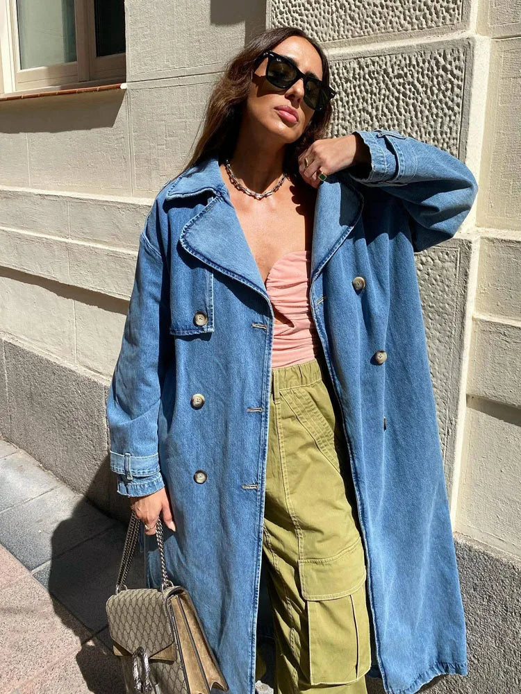 Flavia | Cozy and warm denim trench coat