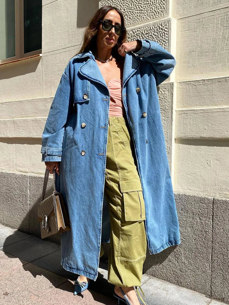 Flavia | Cozy and warm denim trench coat