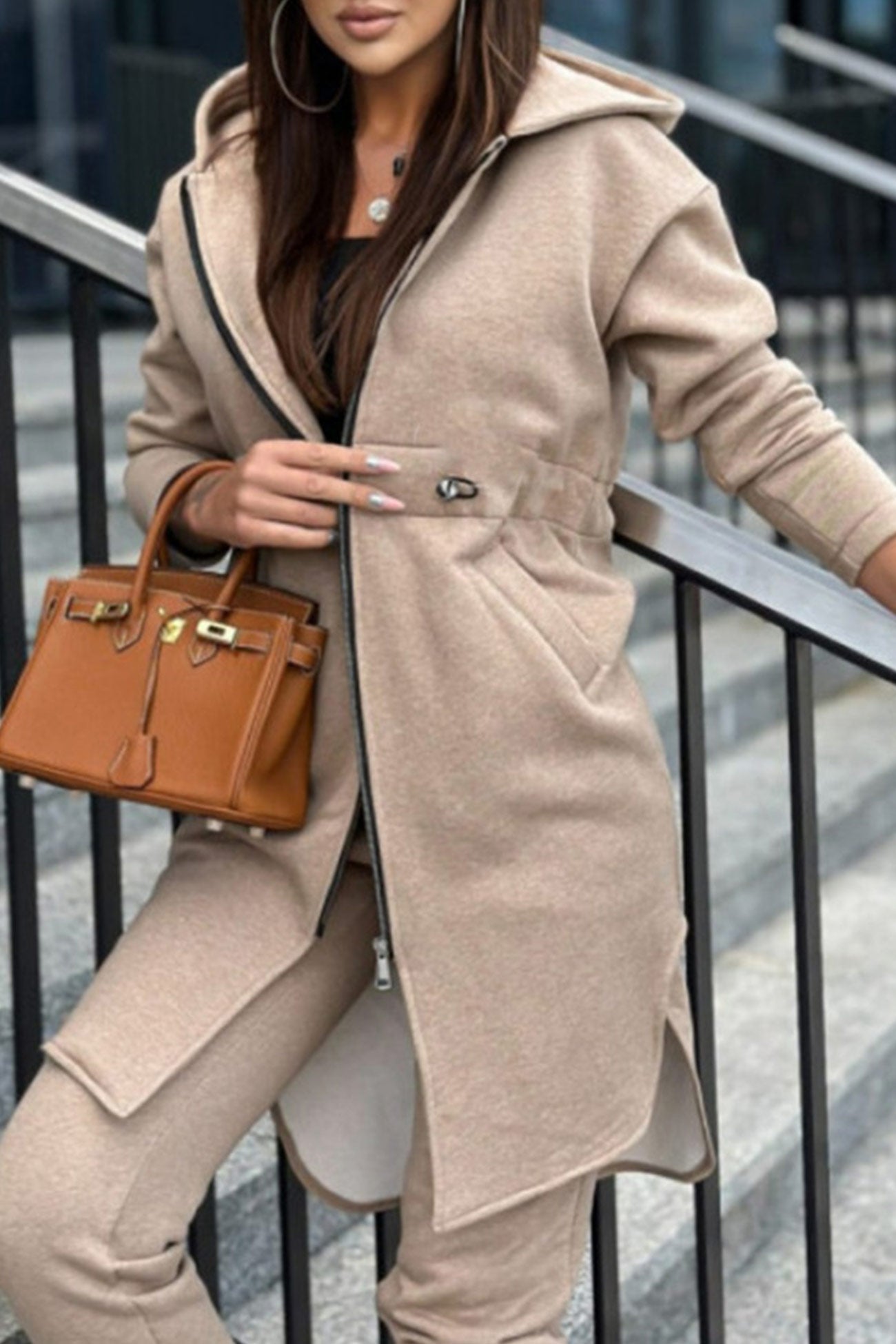 Alida | Mid-length hoodie pants set with elastic waist
