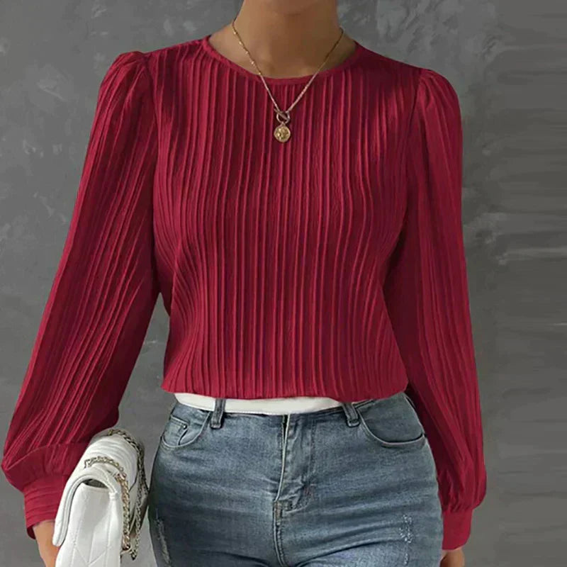 Carina® | Striped Blouse Round Neck Blouse