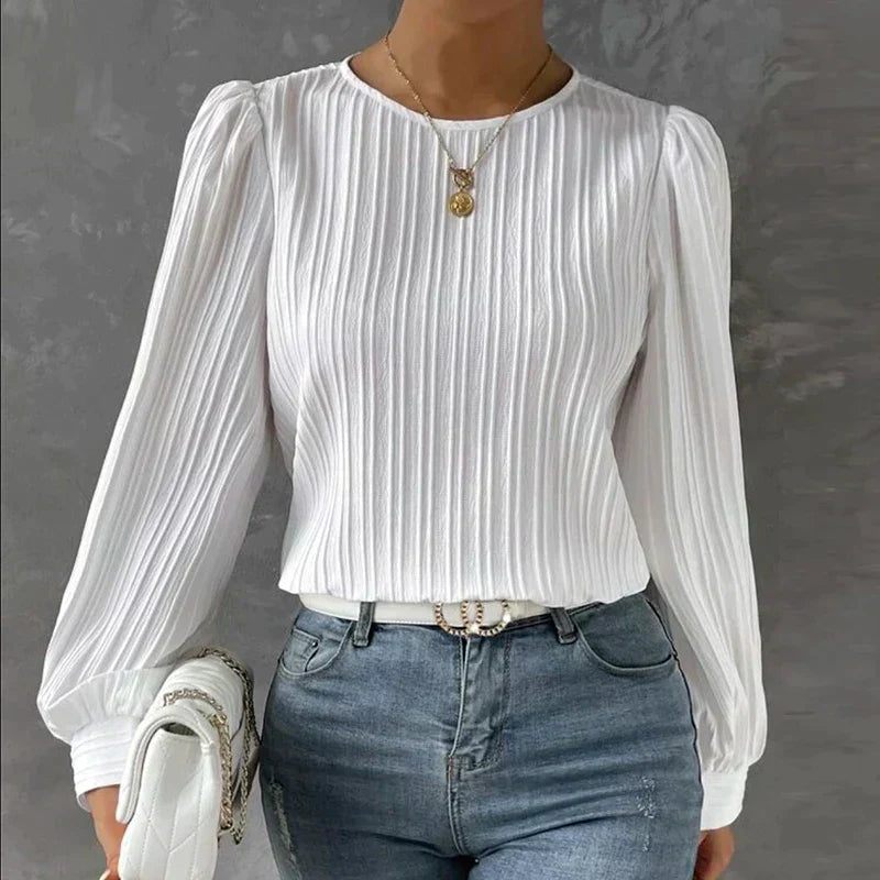 Carina® | Striped Blouse Round Neck Blouse