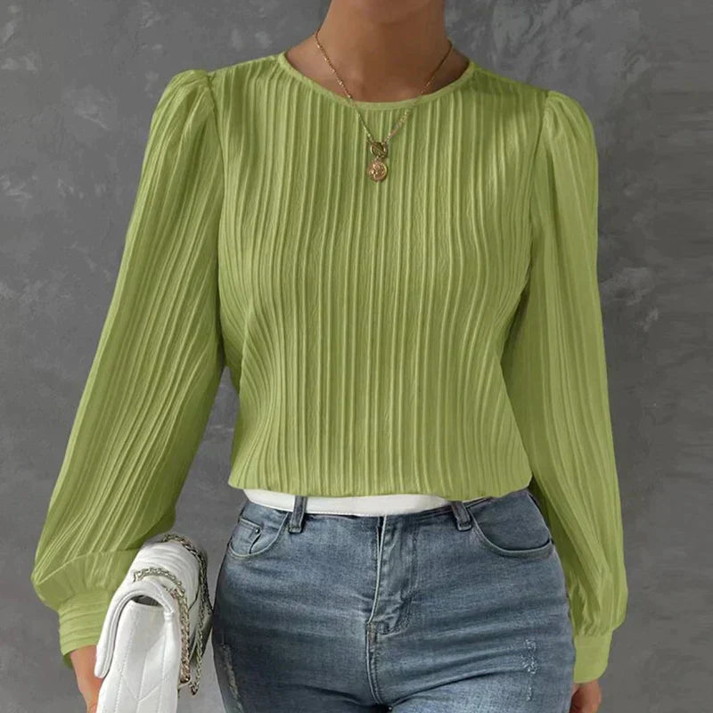 Carina® | Striped Blouse Round Neck Blouse