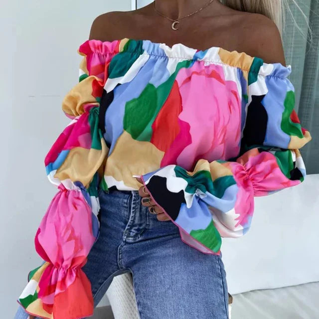 Fabiola® | Off Shoulder Top With Abstract Pattern
