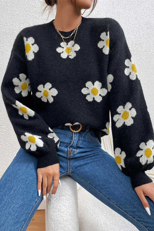 Luisa | Floral embroidered crew neck sweater