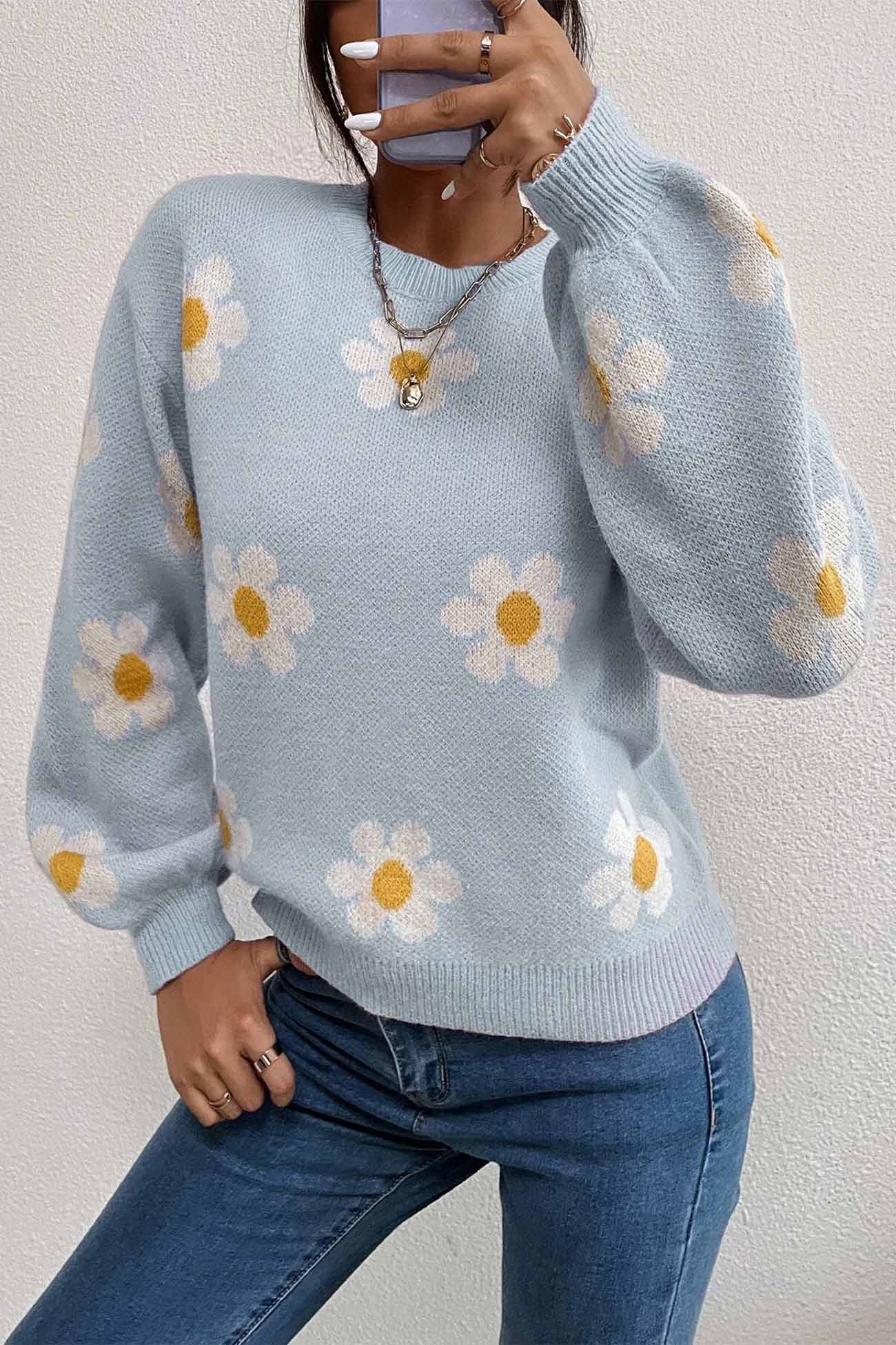 Luisa | Floral embroidered crew neck sweater