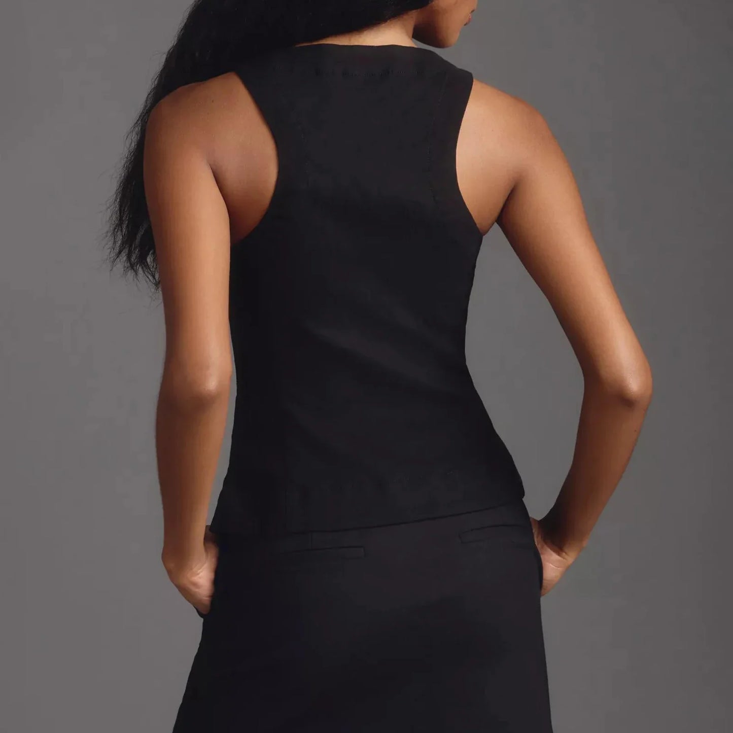 Button-Down Waistcoat Crop Top