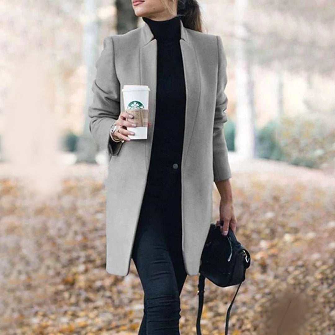 Leanne | Women's Long Collarless Coat