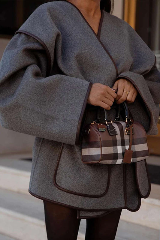 Birgit | Gray blanket coat with pocket belt