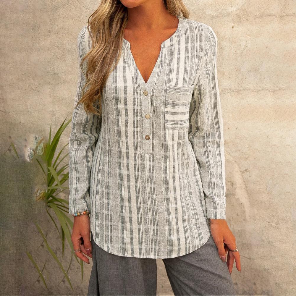 Talia® | Casual Loose Long Sleeve V Neck Blouse