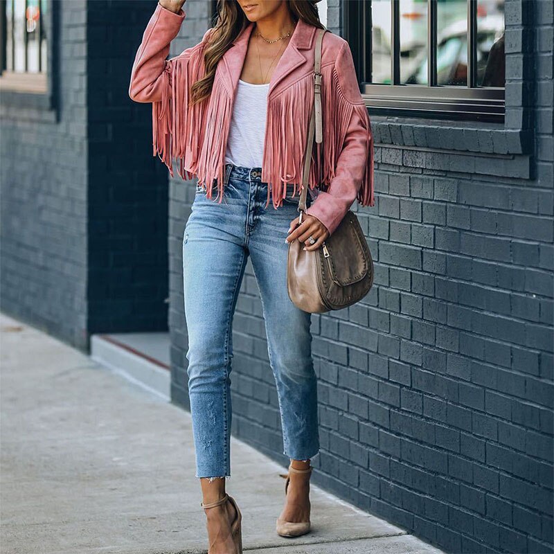 Elsbeth | Suede jacket with fringes