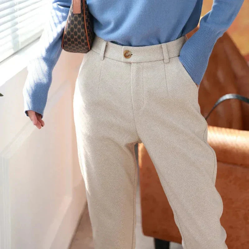 Emilia® | Formal Tweed Trousers High-Waisted Style