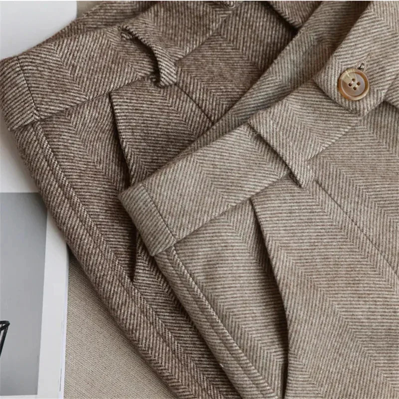 Emilia® | Formal Tweed Trousers High-Waisted Style