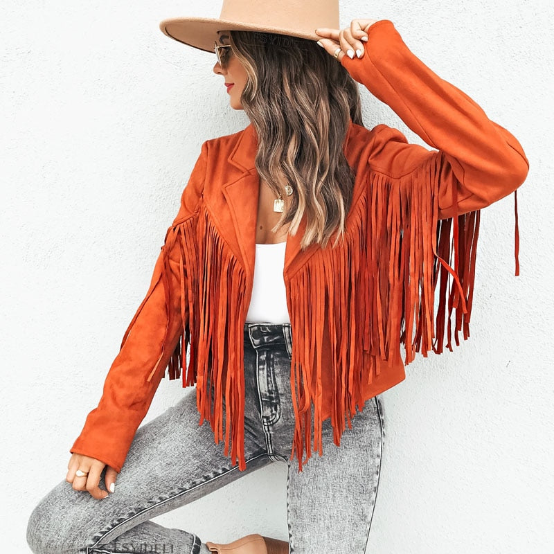 Elsbeth | Suede jacket with fringes
