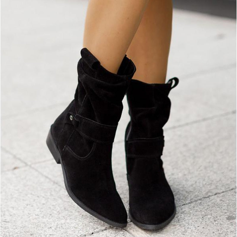 Fabiola | Suede round toe zip-up boots for women