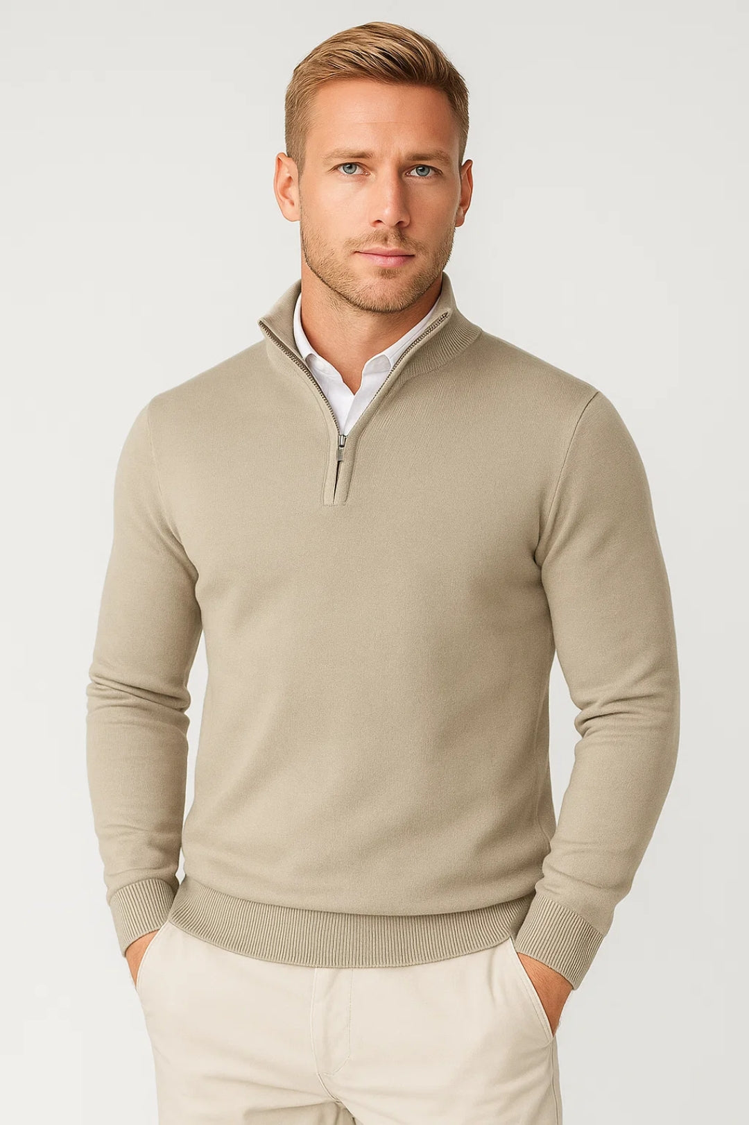 Edward | Men Half Zip High Neck Sweater