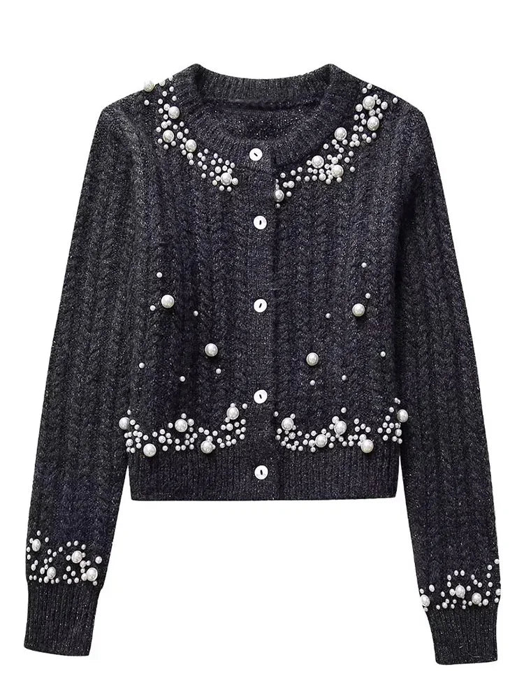 Camille | Short jacket with faux pearl embellishments